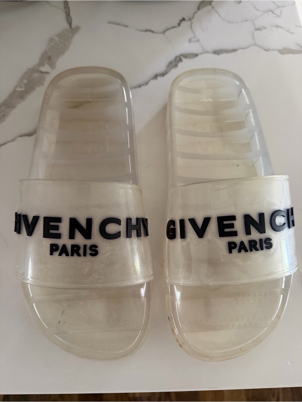 Givenchy Transparent Slide Sandals with Black Logo